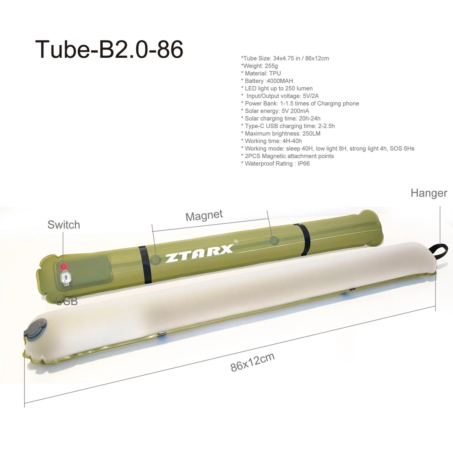 Lectro Ztarx Light - päikeseenergia laastatud lampa telkimiseks ja aia jaoks teie mugavuse huvides